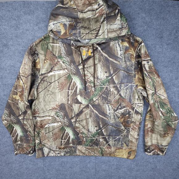 Under Armour Hoodie Mens Medium Camo Fleece Pullover Realtree Hunting Outdoors - Picture 1 of 7